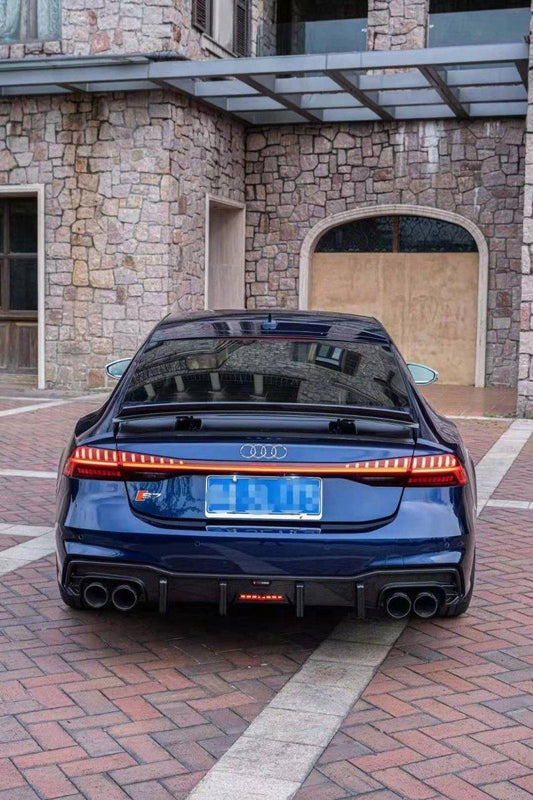 Audi S7 A7 C8 2019 2020 2021 2022 2023 2024 with Aftermarket Parts - Rear Spoiler Pre-preg Carbon Fiber from TAKD Carbon