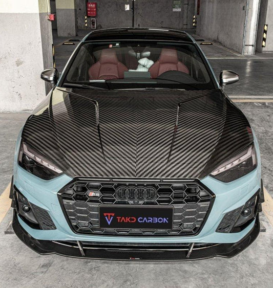 Audi RS5 S5 A5 B9/B9.5 2017 2018 2019 2020 2021 2022 2023 2024 with Aftermarket Parts - Hood Bonnet Pre-preg Carbon Fiber from TAKD Carbon