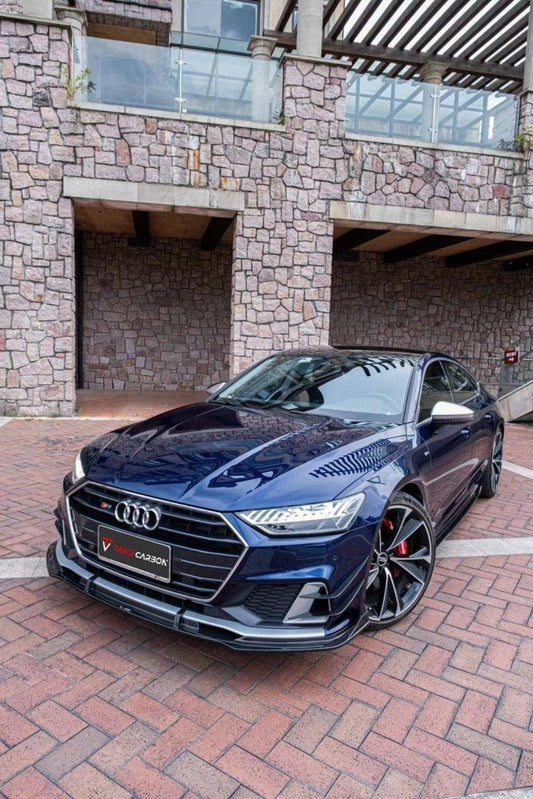 Audi S7 A7 (with s-line bumper) C8 2019 2020 2021 2022 2023 2024 with Aftermarket Parts - Front Canards Carbon Fiber from TAKD Carbon