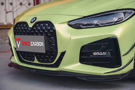 BMW 4 Series 430i (with M-package bumper, does not fit base model) M440i G22 G23 2020-ON with Aftermarket Parts - Front Canards Pre-preg Carbon Fiber from TAKD Carbon