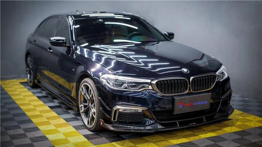 BMW 5 series M550 540 530 (with M-package bumper, does not fit base model) G30 Pre-LCI 2017 2018 2019 2020 with Aftermarket Parts - Front Canards Pre-preg Carbon Fiber from TAKD Carbon