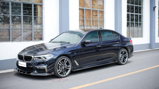 BMW 5 series M550 540 530 (with M-package bumper, does not fit base model) G30 Pre-LCI 2017 2018 2019 2020 with Aftermarket Parts - Front Canards Pre-preg Carbon Fiber from TAKD Carbon