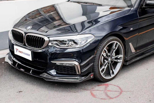 BMW 5 series M550 540 530 (with M-package bumper, does not fit base model) G30 Pre-LCI 2017 2018 2019 2020 with Aftermarket Parts - Front Canards Pre-preg Carbon Fiber from TAKD Carbon