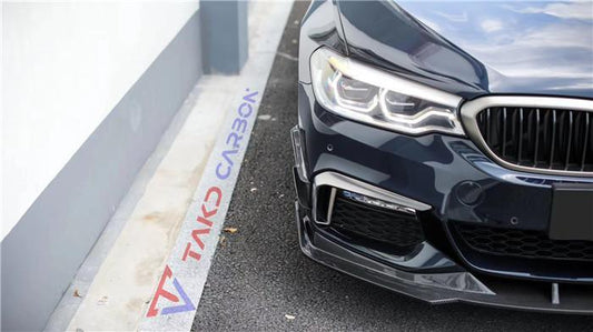 BMW 5 series M550 540 530 (with M-package bumper, does not fit base model) G30 Pre-LCI 2017 2018 2019 2020 with Aftermarket Parts - Front Canards Pre-preg Carbon Fiber from TAKD Carbon