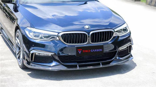 BMW 5 series M550 540 530 (with M-package bumper, does not fit base model) G30 Pre-LCI 2017 2018 2019 2020 with Aftermarket Parts - Front Canards Pre-preg Carbon Fiber from TAKD Carbon