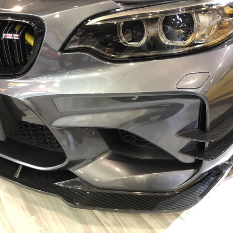 TAKD Carbon Dry Carbon Fiber Front Bumper Canards for BMW F87 M2 - Performance SpeedShop