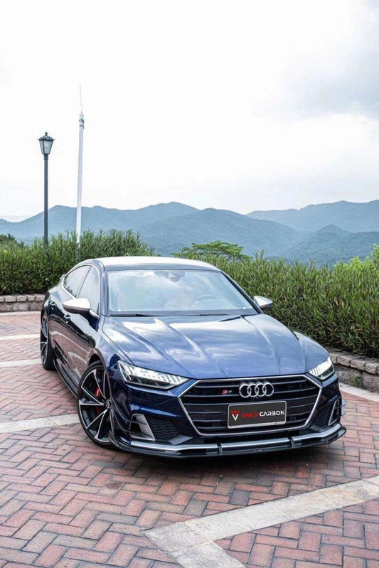 Audi S7 A7 (with s-line bumper) C8 2019 2020 2021 2022 2023 2024 with Aftermarket Parts - Front Lip Pre-preg Carbon Fiber from TAKD Carbon