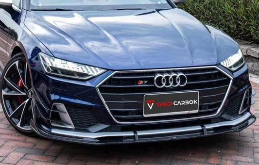 Audi S7 A7 (with s-line bumper) C8 2019 2020 2021 2022 2023 2024 with Aftermarket Parts - Front Lip Pre-preg Carbon Fiber from TAKD Carbon