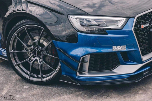 Audi RS3 8V.5 2018 2019 2020 with Aftermarket Parts - Front Lip Pre-preg Carbon Fiber from TAKD Carbon