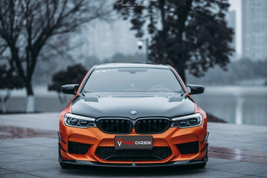 BMW M5 / M5C / M5CS F90 Pre-LCI 2018 2019 2020 with Aftermarket Parts - Front Lip Pre-preg Carbon Fiber from TAKD Carbon