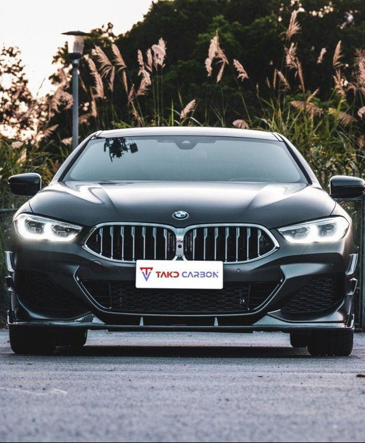 BMW 8 Series M850 840 (With M-Package Bumper) G14 G15 G16 2018 2019 2020 2021 2022 2023 2024 with Aftermarket Parts - V1 Style Front Lip Pre-preg Carbon Fiber from TAKD Carbon