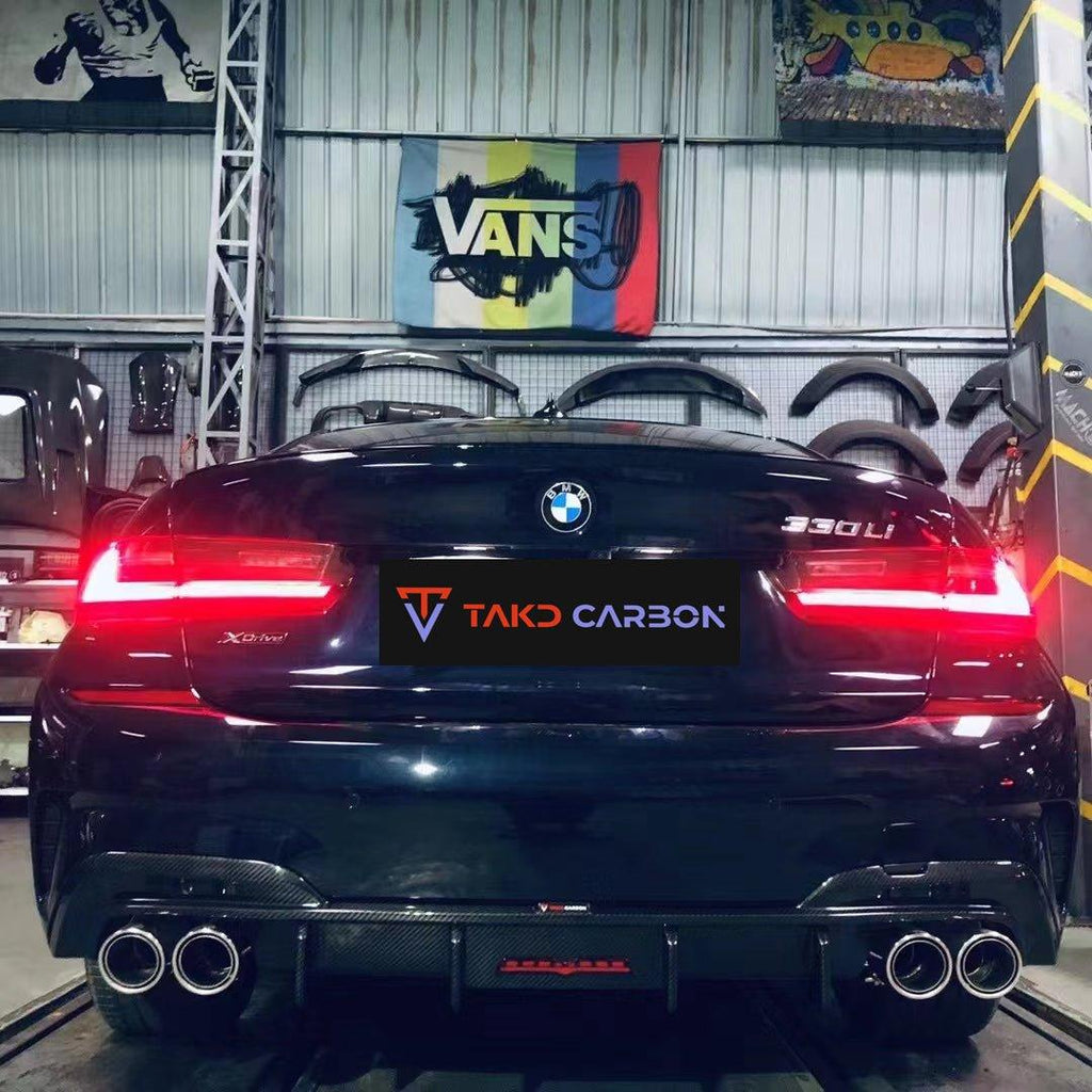 TAKD Carbon Dry Carbon Fiber Rear Diffuser & Canards Ver.2 for BMW 3 Series G20 2019-2022 - Performance SpeedShop