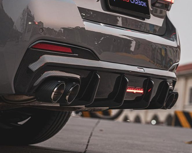 TAKD Carbon Dry Carbon Fiber Rear Diffuser for BMW 5 Series G30 2021-ON Facelift - Performance SpeedShop