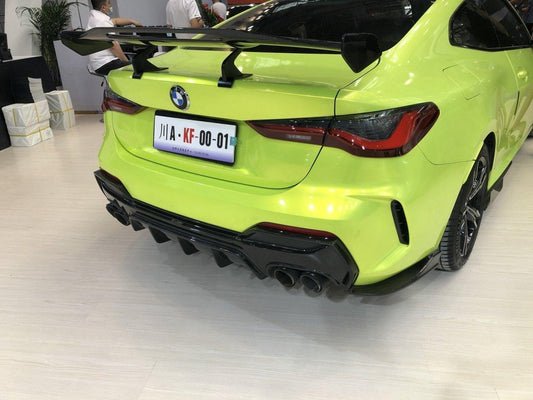 BMW 4 Series 430i (with M-package bumper, does not fit base model) M440i G22 G23 2020-ON with Aftermarket Parts - Rear Diffuser & Canards Pre-preg Carbon Fiber from TAKD Carbon