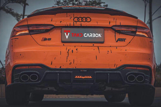 Audi S5 A5 S-line (with s-line bumper) B9.5 2020 2021 2022 2023 2024 with Aftermarket Parts - V2 Style Rear Diffuser & Canards Pre-preg Carbon Fiber from TAKD Carbon