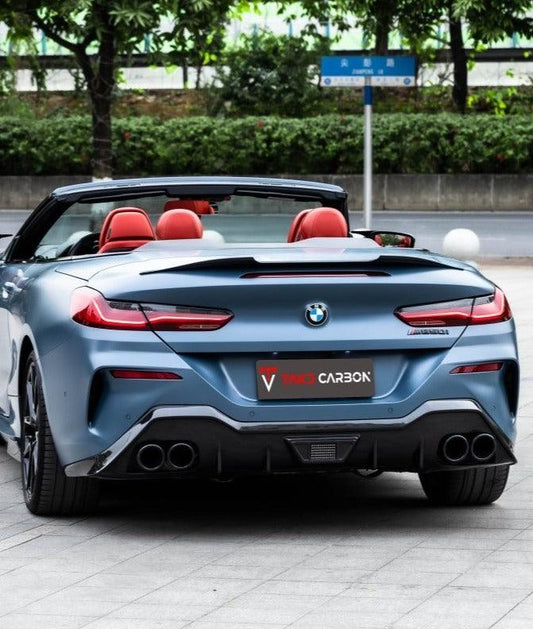 BMW 8 Series 840 (With M-Package Bumper) M850 G14 G15 2018-ON with Aftermarket Parts - AC Style Rear Diffuser Pre-preg Carbon Fiber from TAKD Carbon