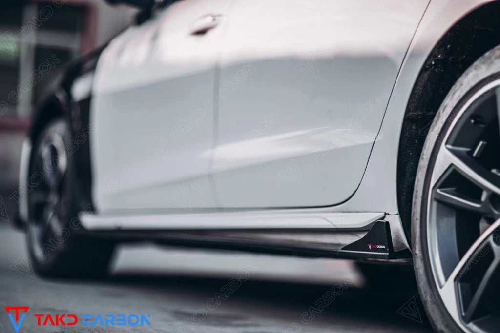 TAKD Carbon Dry Carbon Fiber Side Skirts For Audi S4 & A4 S-Line B9.5 2020-ON - Performance SpeedShop