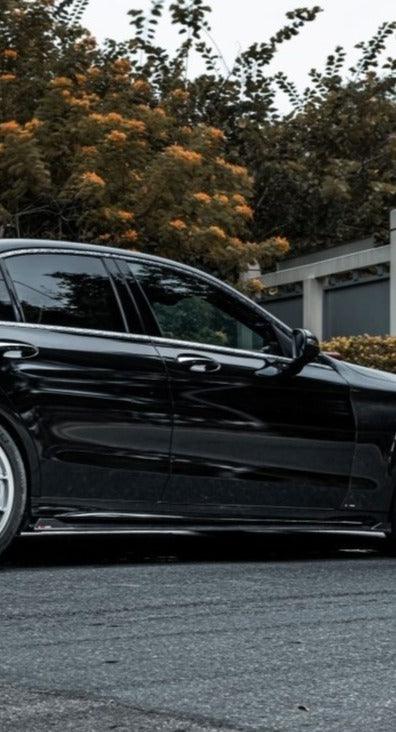 Mercedes Benz C-Class C63/C63S W205 (fits both Pre-Facelift & Facelift) W205 2015 2016 2017 2018 2019 2020 2021 with Aftermarket Parts - V1 Side Skirts Pre-preg Carbon Fiber from TAKD Carbon