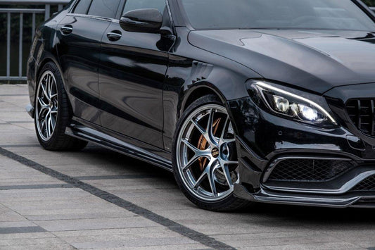 Mercedes Benz C-Class C63/C63S W205 (fits both Pre-Facelift & Facelift) W205 2015 2016 2017 2018 2019 2020 2021 with Aftermarket Parts - V1 Side Skirts Pre-preg Carbon Fiber from TAKD Carbon