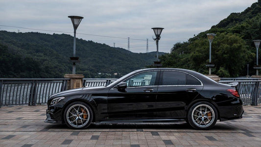 Mercedes Benz C-Class C63/C63S W205 (fits both Pre-Facelift & Facelift) W205 2015 2016 2017 2018 2019 2020 2021 with Aftermarket Parts - V1 Side Skirts Pre-preg Carbon Fiber from TAKD Carbon