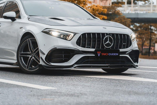 Mercedes Benz A-Class A45 W177 2019-ON with Aftermarket Parts - Front Canards Pre-preg Carbon Fiber from TAKD Carbon