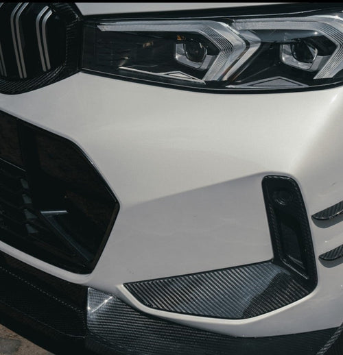 TAKD Carbon Fiber Front Bumper Upper Valences Trim for BMW 3 Series G20 330i M340i 2023-ON LCI - Performance SpeedShop