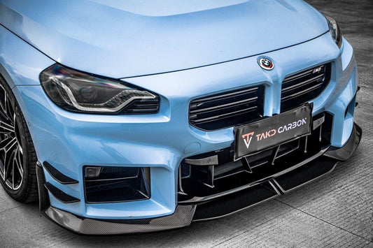 BMW M2 / M2C G87 2023 2024 with Aftermarket Parts - Front Lip Pre-preg Carbon Fiber from TAKD Carbon