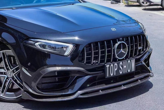 TAKD Carbon Fiber Front Lip Splitter for Mercedes Benz A45 Hatchback W177 2019-ON - Performance SpeedShop