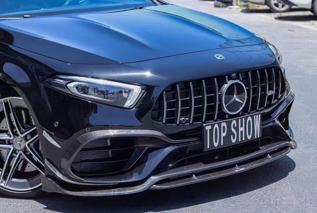 TAKD Carbon Fiber Front Lip Splitter for Mercedes Benz A45 Hatchback W177 2019-ON - Performance SpeedShop