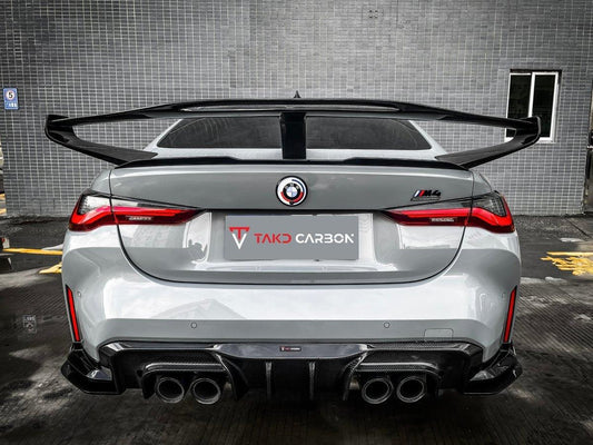 BMW M3/M3C G80/G81 2021 2022 2023 2024 & M4/M4C G82/G83 2021 2022 2023 2024 with Aftermarket Parts - V1 Style Rear Diffuser & Canards Pre-preg Carbon Fiber from TAKD Carbon