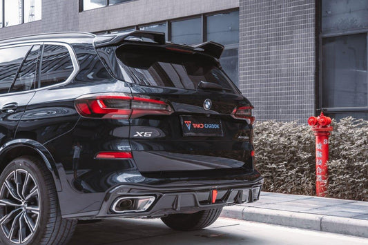 BMW X5 G05 M50i & X/S Drive 40i (with M-Package) (fits both Pre-LCI & LCI) 2019-ON with Aftermarket Parts - Rear Roof Spoiler Pre-preg Carbon Fiber from TAKD Carbon