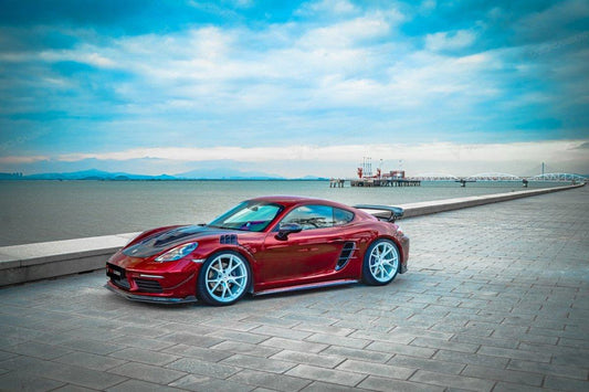 Porsche 718 Boxster / Cayman (all models, including GTS / GT4 / GT4RS / Spyder) & 911 991.1 991.2 (all models, including Carrera S / 4S / T / GTS / 4 GTS / Targa / GT3 / GT3 RS / R / Turbo / Turbo S / GT2 RS with Aftermarket Parts - V1 Style Hood Bonnet Pre-preg Carbon Fiber from TAKD Carbon