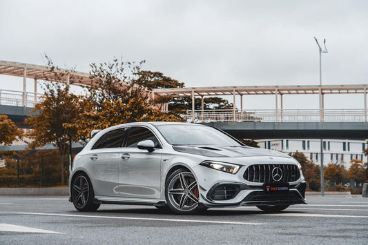 Mercedes Benz A-Class A45 W177 2019-ON with Aftermarket Parts - Front Lip Pre-preg Carbon Fiber from TAKD Carbon