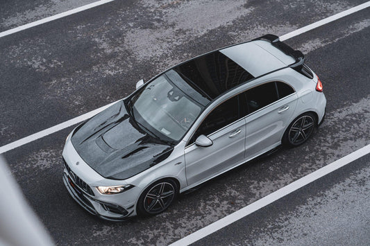 Mercedes Benz A-Class A45 W177 2019-ON with Aftermarket Parts - Front Lip Pre-preg Carbon Fiber from TAKD Carbon